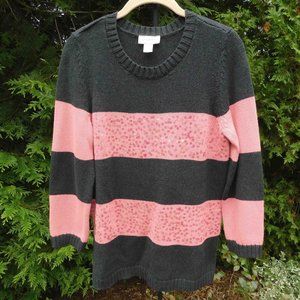 Loft Striped Crewneck Sweater with Sequin Details